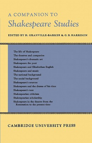 Knjiga Companion to Shakespeare Studies H. Granville-BarkerG. B. Harrison