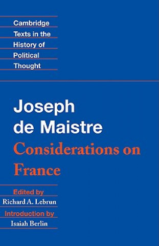 Kniha Maistre: Considerations on France Joseph de MaistreRichard A. LebrunIsaiah Berlin