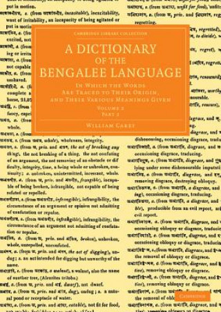 Kniha Dictionary of the Bengalee Language William Carey