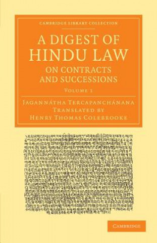 Carte Digest of Hindu Law, on Contracts and Successions Jagannátha TercapanchánanaHenry Thomas Colebrooke