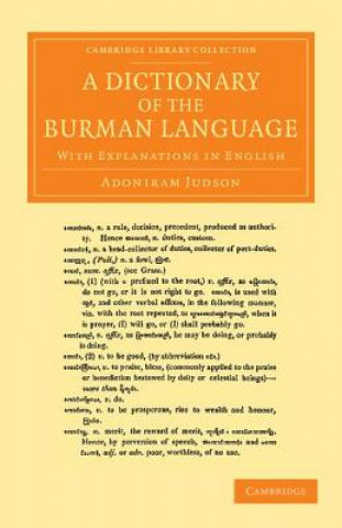 Carte Dictionary of the Burman Language Adoniram Judson
