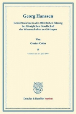 Βιβλίο Georg Hanssen. Gustav Cohn