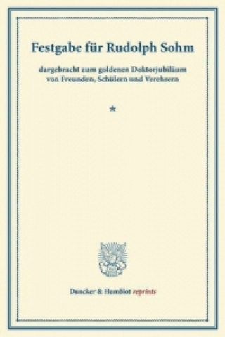 Kniha Festgabe für Rudolph Sohm 