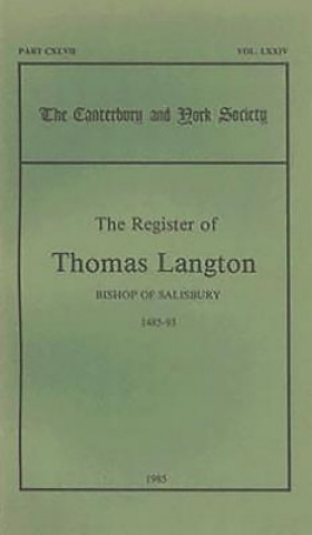 Książka Register of Thomas Langton, Bishop of Salisbury, 1485-93 Donald Wright