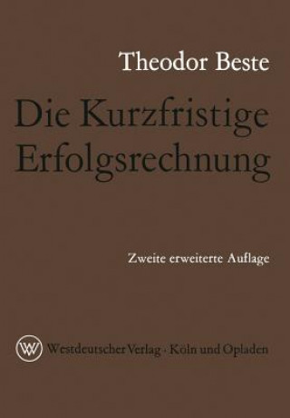 Book Die Kurzfristige Erfolgsrechnung Theodor Beste