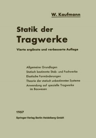 Knjiga Statik Der Tragwerke Walther Kaufmann