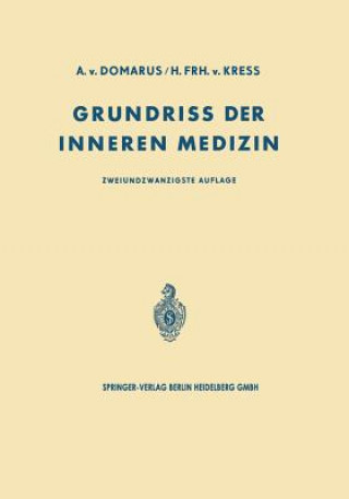 Kniha Grundriss Der Inneren Medizin Alexander von Domarus