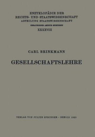 Książka Gesellschaftslehre Carl Brinkmann