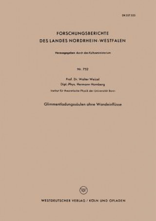 Könyv Glimmentladungssaulen Ohne Wandeinflusse Walter Weizel