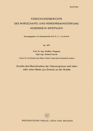 Książka Ursache Des  berschreitens Der Toleranzgrenze Nach Oben Oder Unten (Meter Pro Gramm) an Der Strecke Walther Wegener