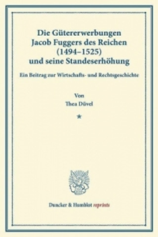 Kniha Die Gütererwerbungen Jacob Fuggers des Reichen (1494-1525) und seine Standeserhöhung. Thea Düvel