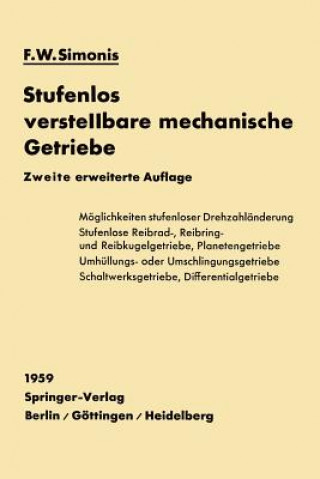 Libro Stufenlos Verstellbare Mechanische Getriebe Friedrich W. Simonis