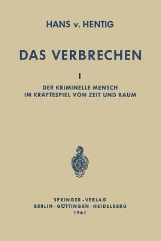 Book Das Verbrechen I Hans v. Hentig