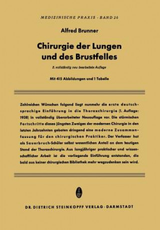 Kniha Chirurgie Der Lungen Und Des Brustfelles Alfred Brunner