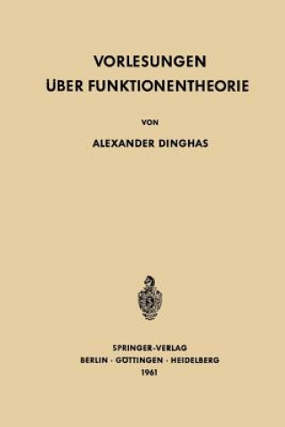 Книга Vorlesungen über Funktionentheorie, 1 Alexander Dinghas