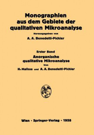 Kniha Anorganische Qualitative Mikroanalyse Hanns Malissa