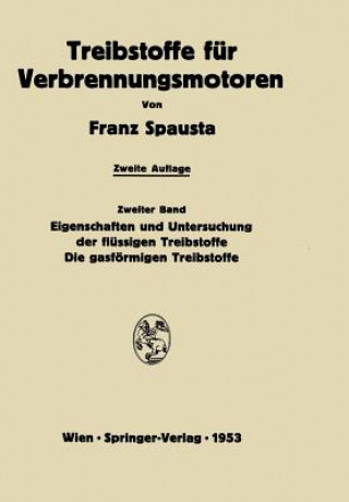 Kniha Treibstoffe F r Verbrennungsmotoren Franz Spausta