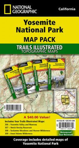 Nyomtatványok Yosemite National Park, Map Pack Bundle National Geographic Maps