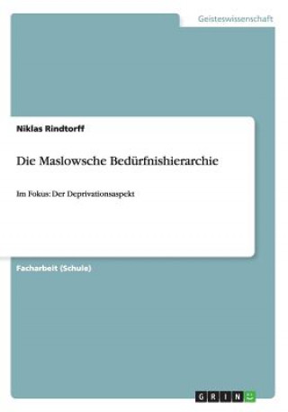 Könyv Die Maslowsche Bedurfnishierarchie Niklas Rindtorff