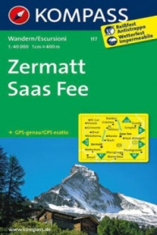 Tiskovina KOMPASS Wanderkarte Zermatt, Saas-Fee 