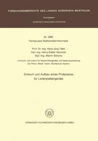 Książka Entwurf Und Aufbau Eines Prufplatzes Fur Leiterplattengerate Hans Jorg Tafel