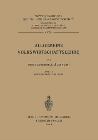 Kniha Allgemeine Volkswirtschaftslehre Otto von Zwiedineck-Südenhorst