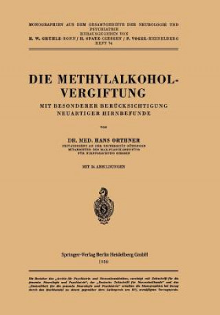 Buch Die Methylalkoholvergiftung H. Orthner
