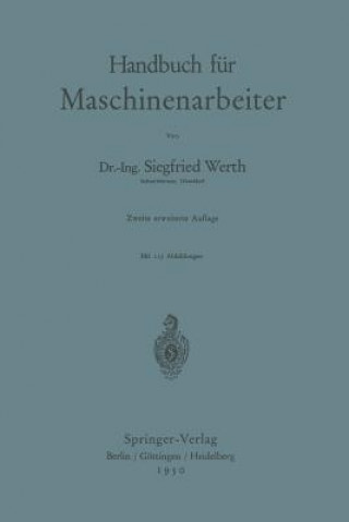 Kniha Handbuch F r Maschinenarbeiter Siegfried Werth