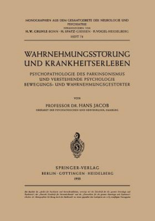 Kniha Wahrnehmungsstoerung Und Krankheitserleben H. Jacob