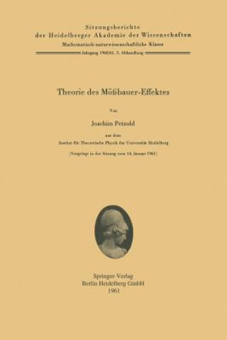 Kniha Theorie Des Moessbauer-Effektes Joachim Petzold
