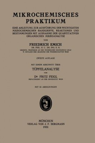 Kniha Mikrochemisches Praktikum Friedrich Emich
