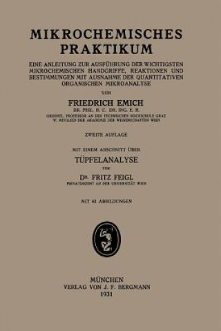 Book Mikrochemisches Praktikum Friedrich Emich