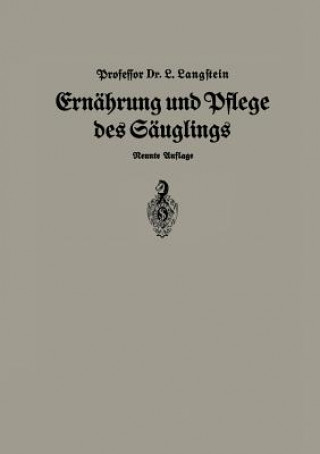 Kniha Ern hrung Und Pflege Des S glings Leo Langstein