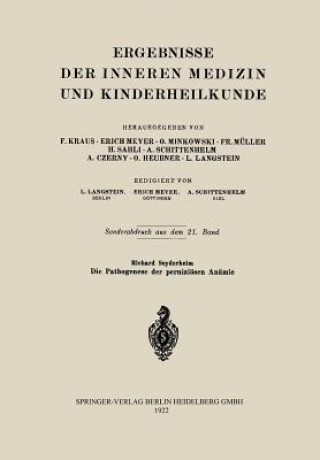 Kniha Die Pathogenese Der Pernizi sen An mie Richard Seyderhelm