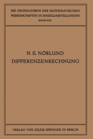 Carte Vorlesungen UEber Differenzenrechnung Niels Erik Nörlund