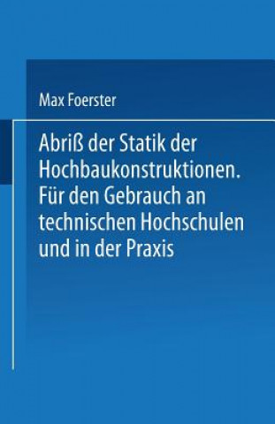 Książka Abri  Der Statik Der Hochbaukonstruktionen Max Foerster