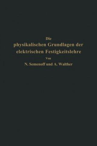 Könyv Die Physikalischen Grundlagen Der Elektrischen Festigkeitslehre NA Semenoff