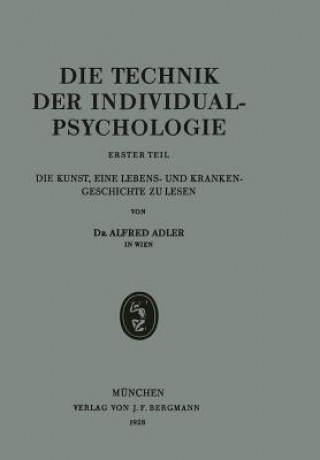Carte Die Technik Der Individualpsychologie Alfred Adler