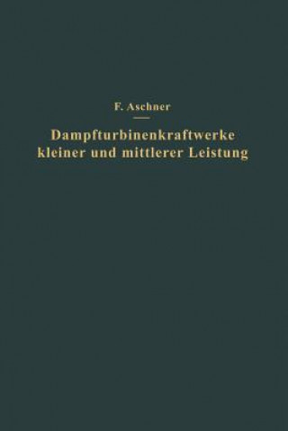 Kniha Dampfturbinenkraftwerke Kleiner Und Mittlerer Leistung Na Aschner