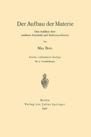 Kniha Der Aufbau Der Materie Max Born