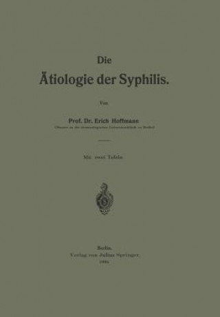 Libro Die  tiologie Der Syphilis Erich Hoffmann