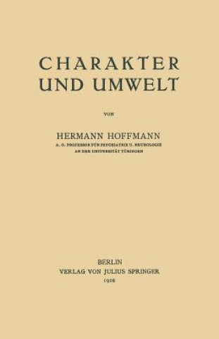 Kniha Charakter Und Umwelt Hermann Hoffmann