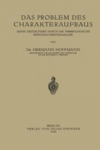 Carte Das Problem des Charakteraufbaus Hermann Hoffmann