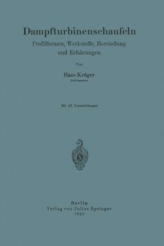 Könyv Dampfturbinenschaufeln Hans Krüger