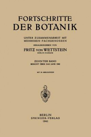 Book Fortschritte Der Botanik Fritz von Wettstein