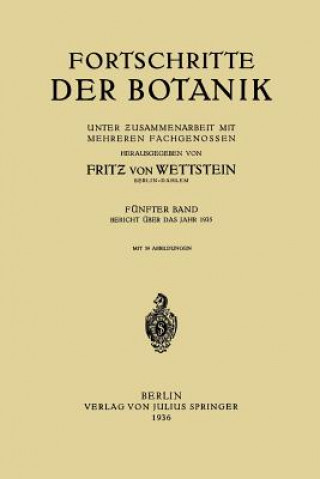 Book Fortschritte Der Botanik Fritz von Wettstein