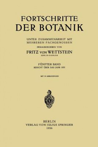 Knjiga Fortschritte Der Botanik Fritz von Wettstein