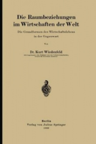 Kniha Die Raumbeziehungen im Wirtschaften der Welt Kurt Wiedenfeld