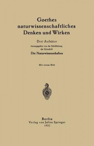 Carte Goethes Naturwissenschaftliches Denken Und Wirken H. von Helmholtz