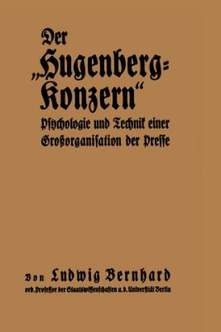 Kniha Der "hugenberg-Konzern" Ludwig Bernhard